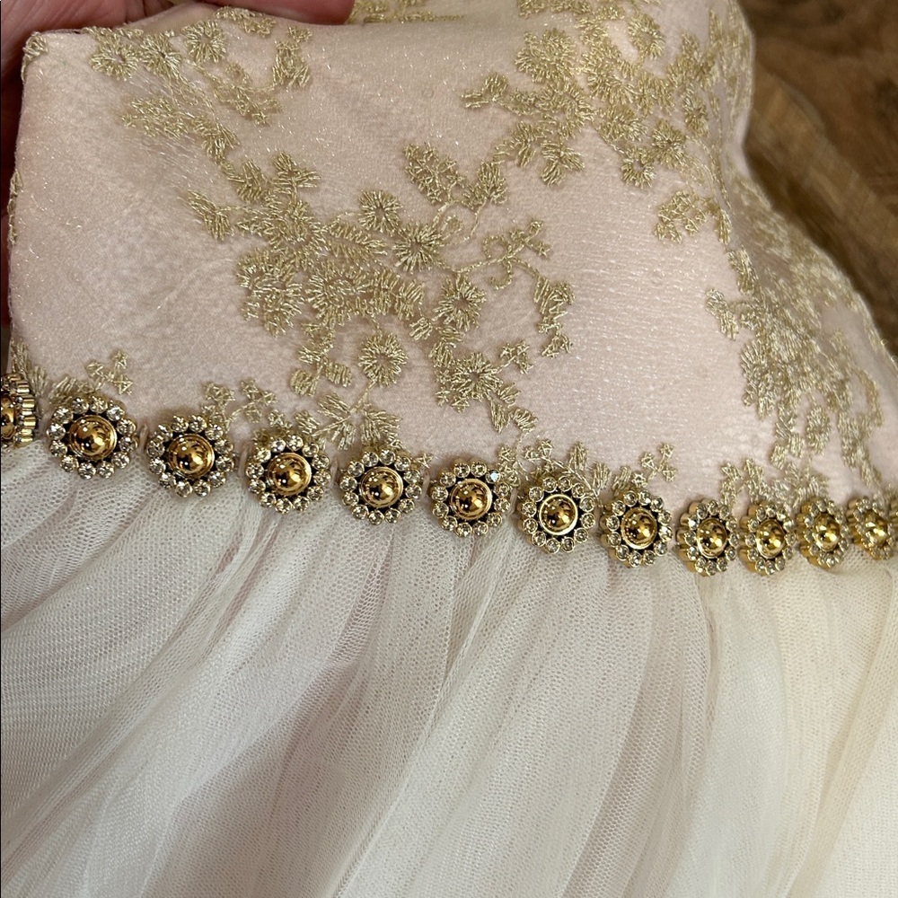 American Princess Girls Toddler Dress Beautiful Fancy Light Pink, Gold, & White - Picture 4 of 13